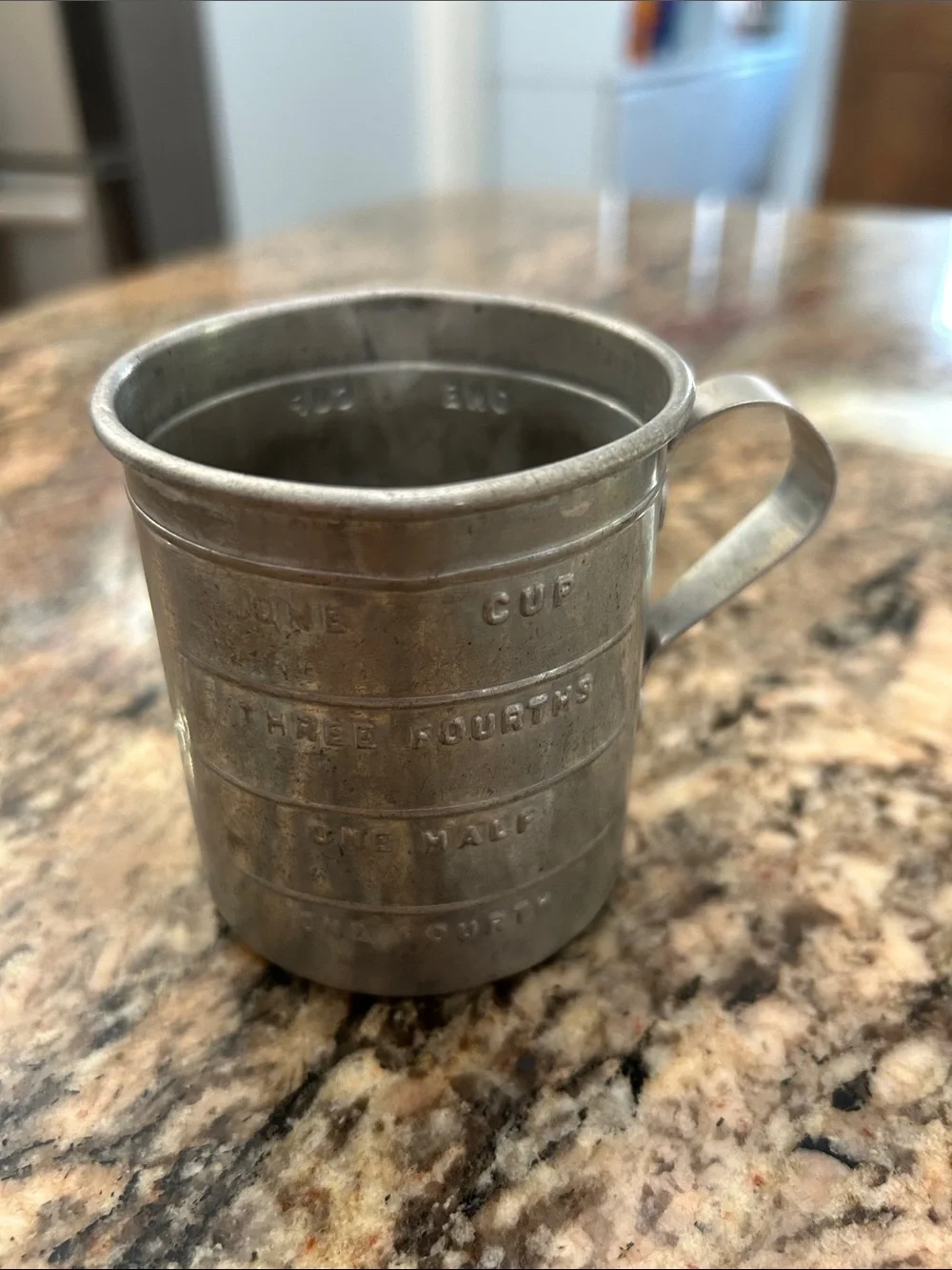 Vintage Metal Measuring Cup - Silver Finish